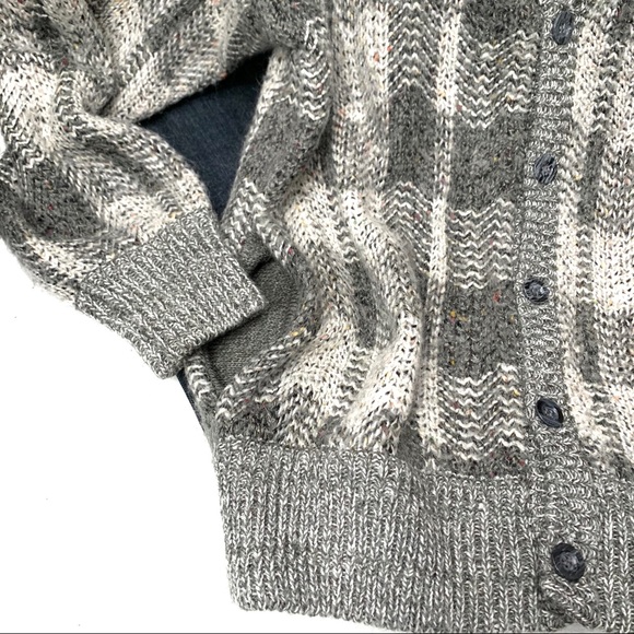 “Progressive Apparel” gray chevron knit cardigan-L - Picture 6 of 9